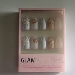 Glamnetic Short Almond Press-On Nails - Blue and Gold